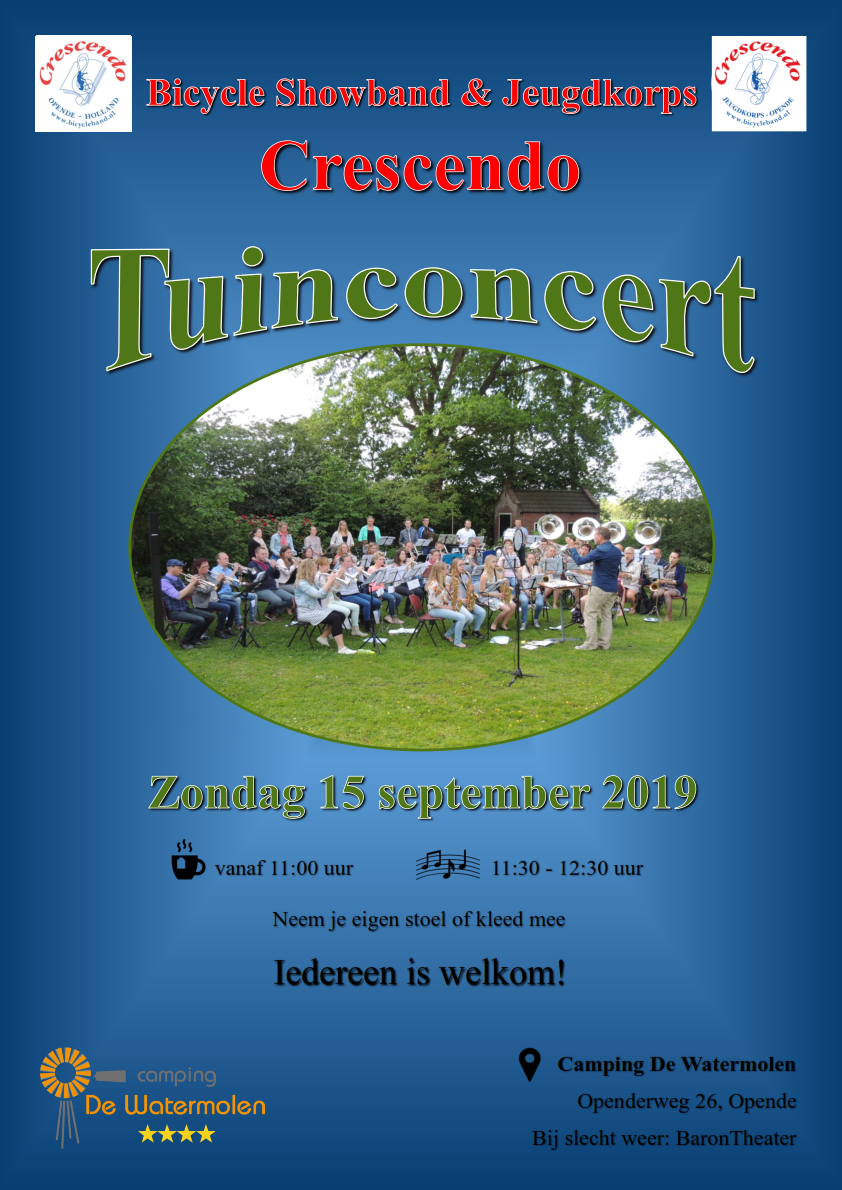 Tuinconcert 15 sept 2019_Bicycle Showband en Jeugdkorps Crescendo